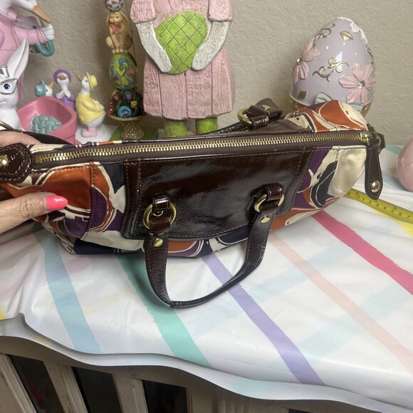 COACH Signature Hand Drawn Scarf Print ASHLEY Satchel Handbag Bag Purse F20034 - Picture 6 of 9